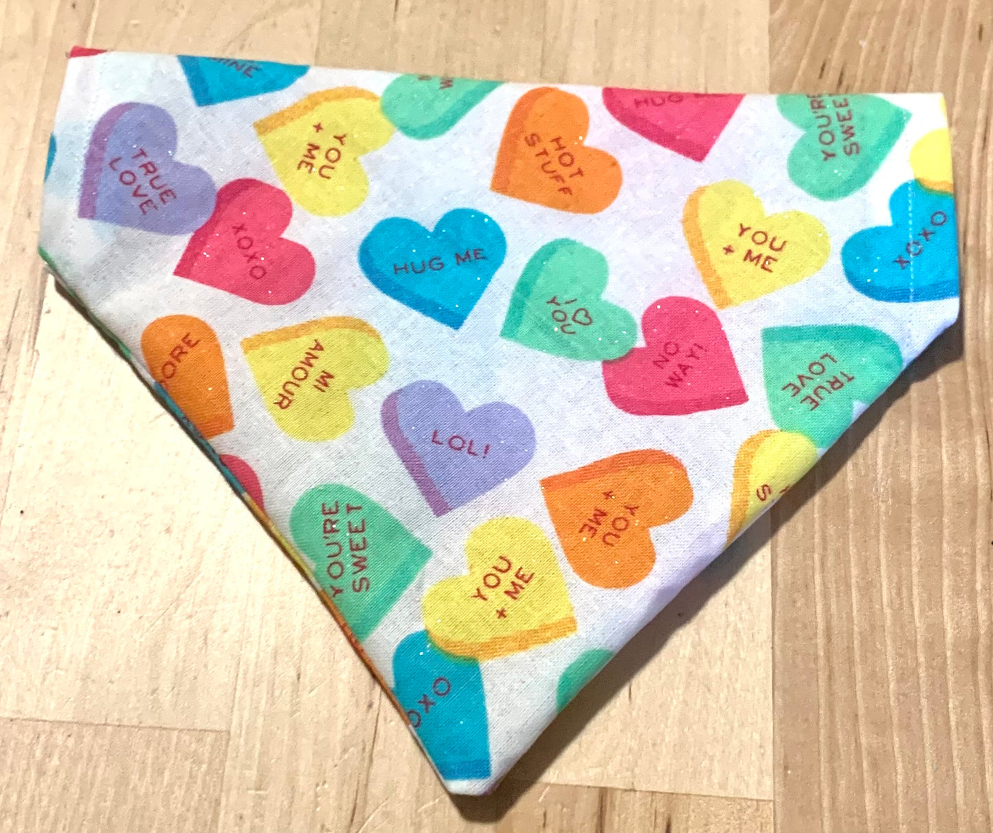 Glitter Conversation Hearts - Dog Bandana