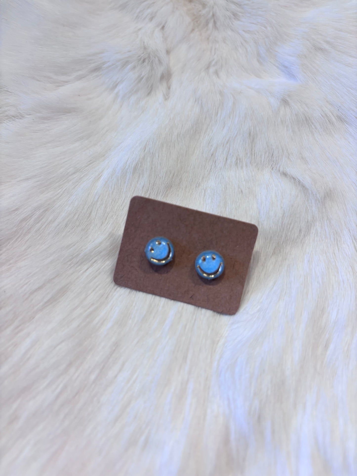 Mini Happy Face Stud Earrings - Multiple Colors