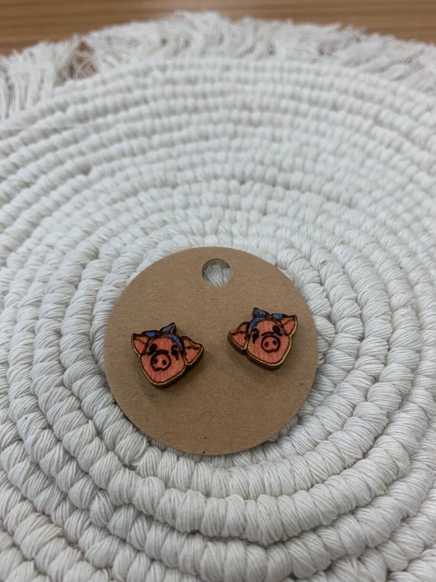 Pig with Bandana Earrings