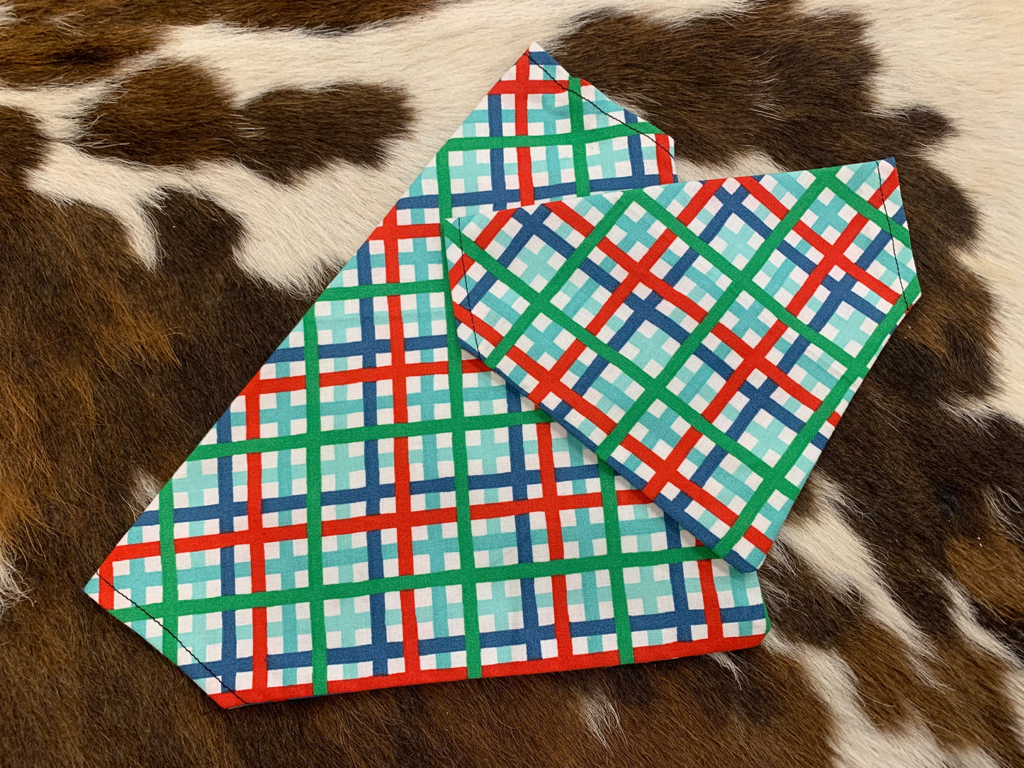 Blue/Red/Green Flannel - Dog Bandana