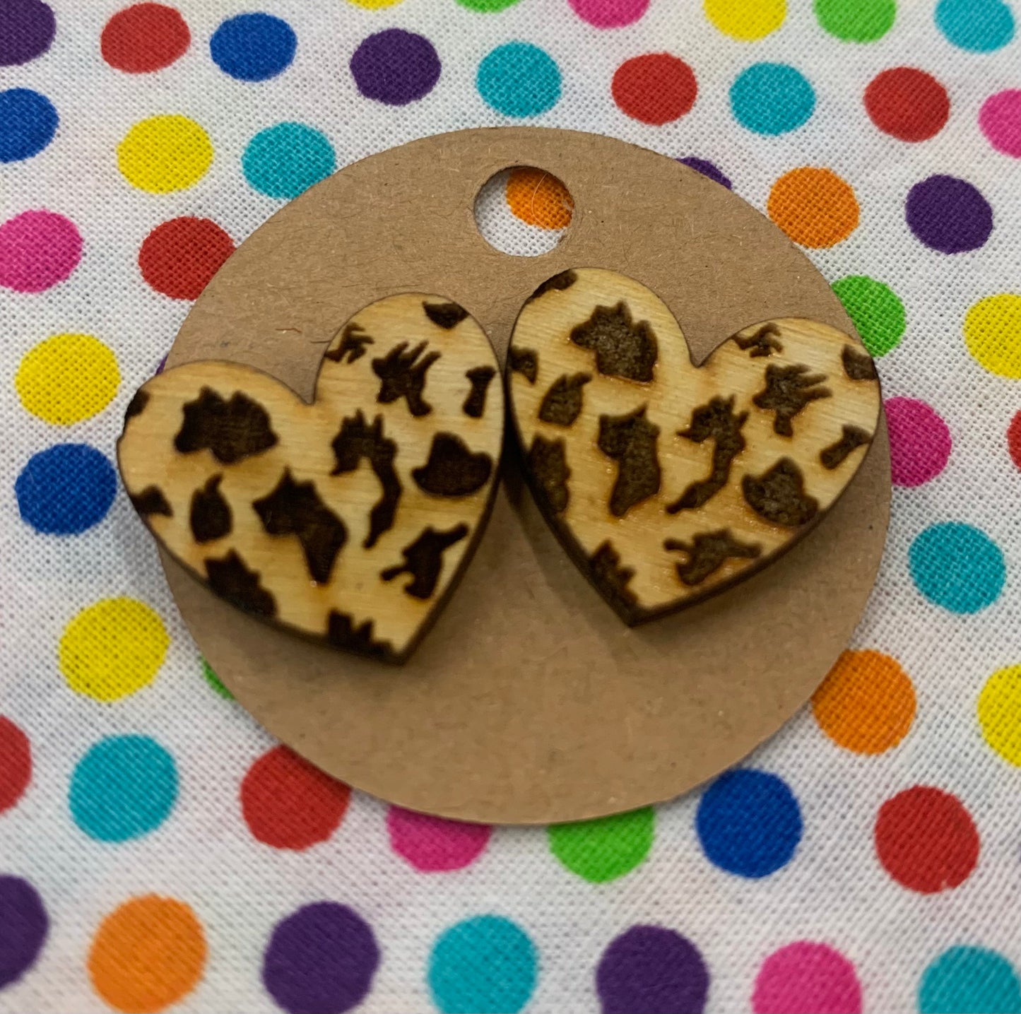 Leopard Heart Earrings