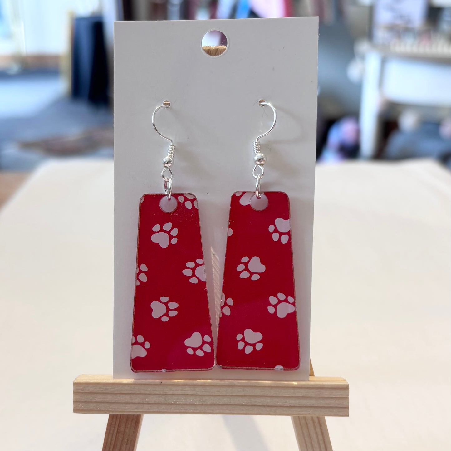 Red & Black Paw Print Earrings - Franklin Fundraiser!