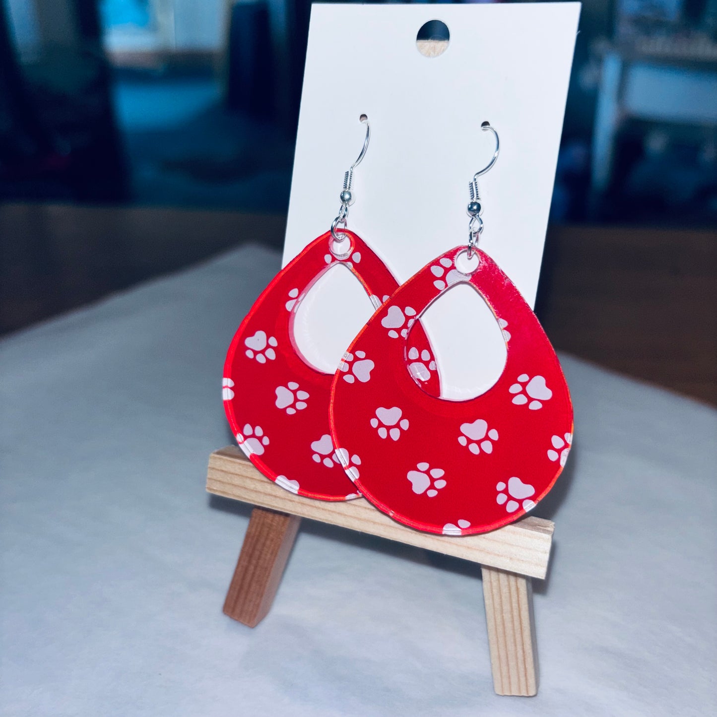 Red & Black Paw Print Earrings - Franklin Fundraiser!