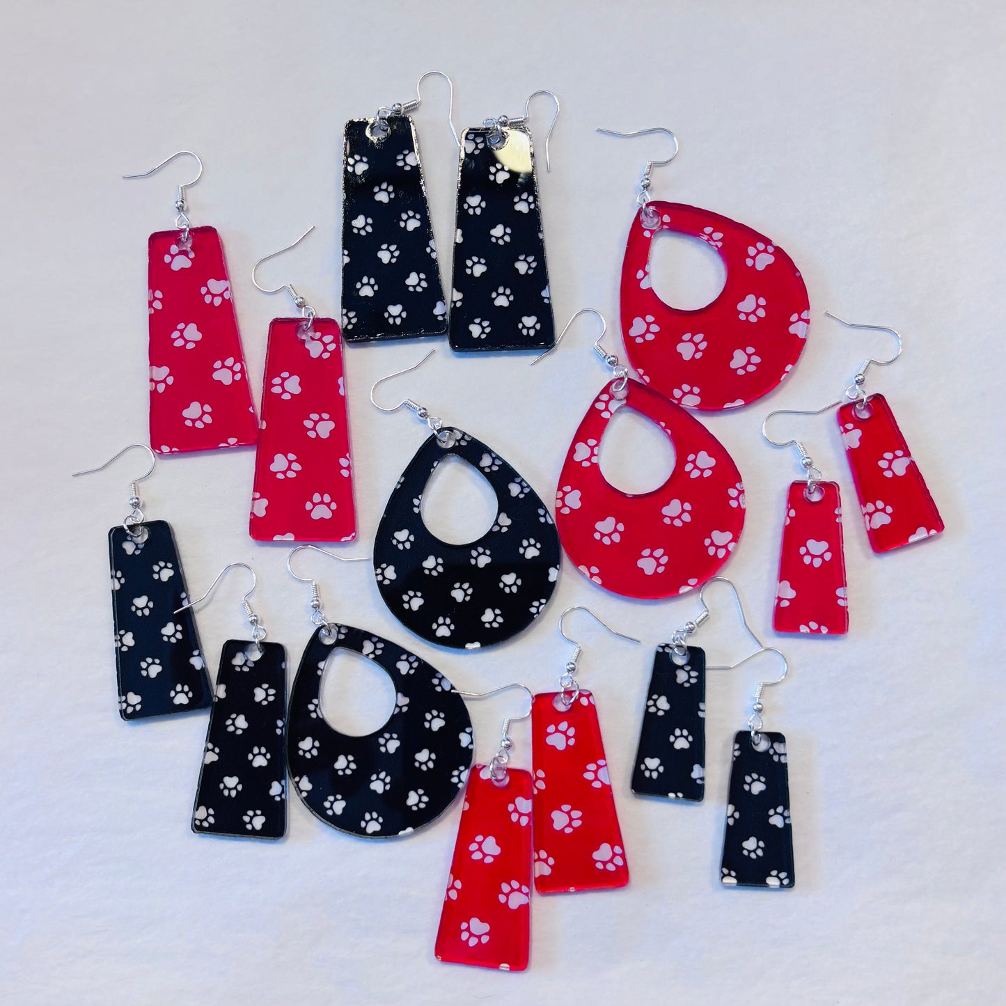 Red & Black Paw Print Earrings - Franklin Fundraiser!