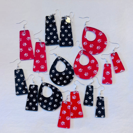Red & Black Paw Print Earrings - Franklin Fundraiser!