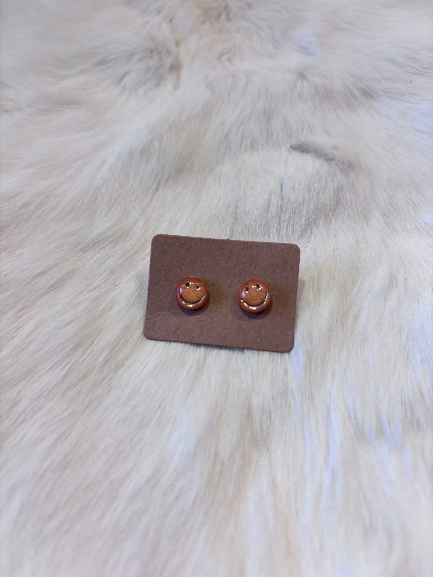 Mini Happy Face Stud Earrings - Multiple Colors
