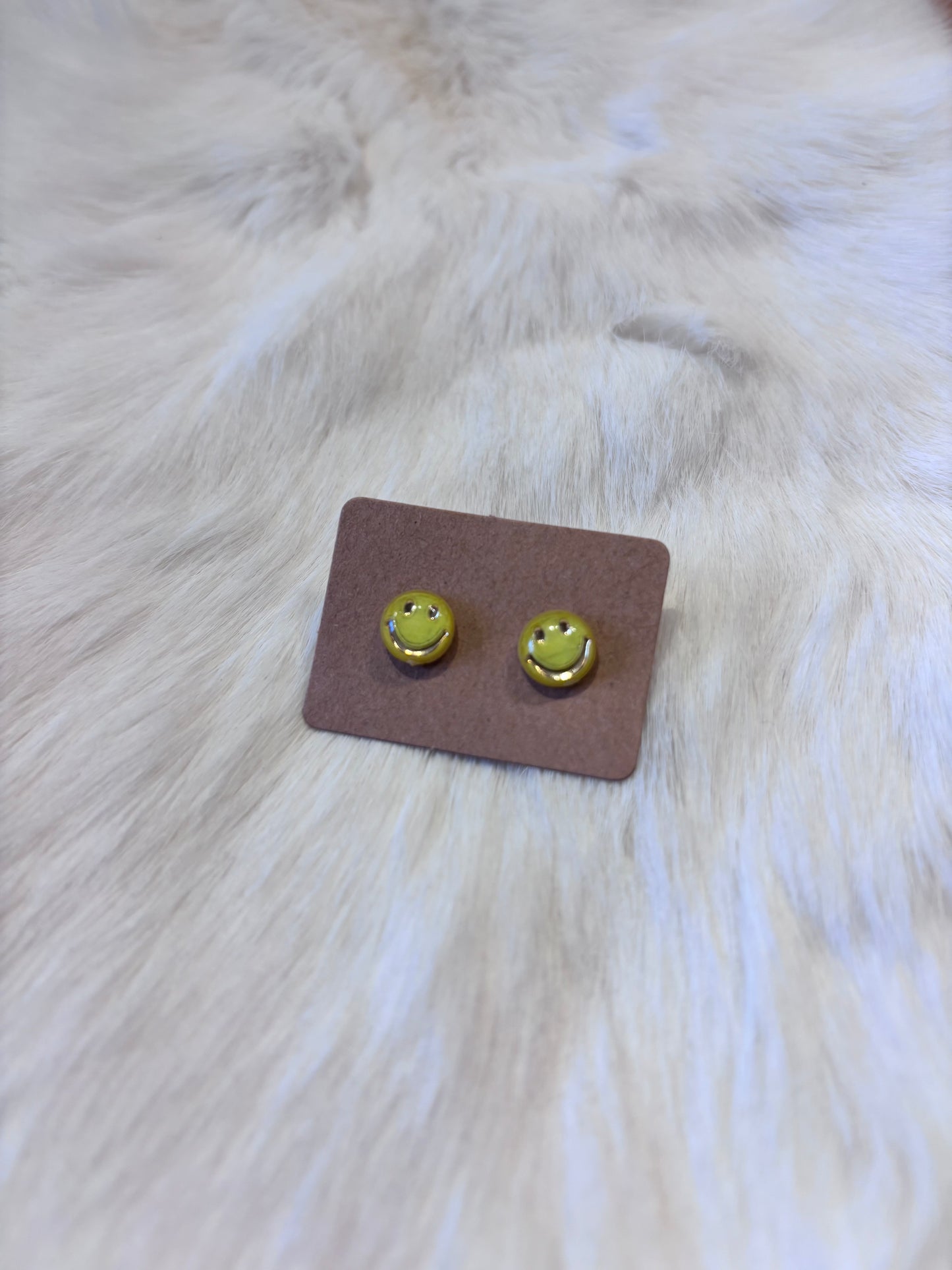 Mini Happy Face Stud Earrings - Multiple Colors