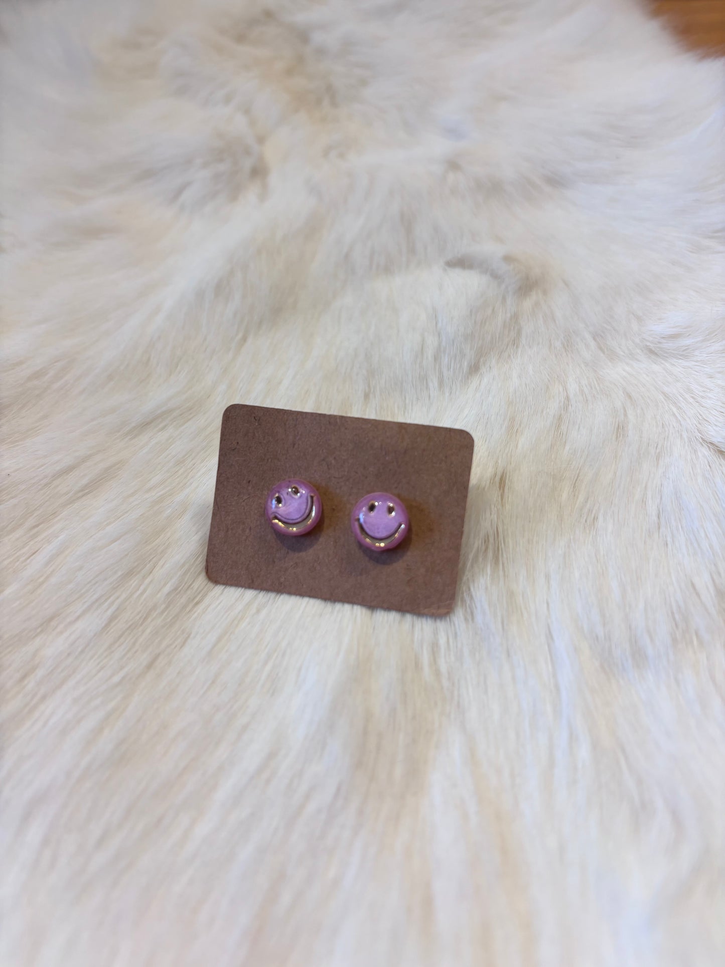 Mini Happy Face Stud Earrings - Multiple Colors