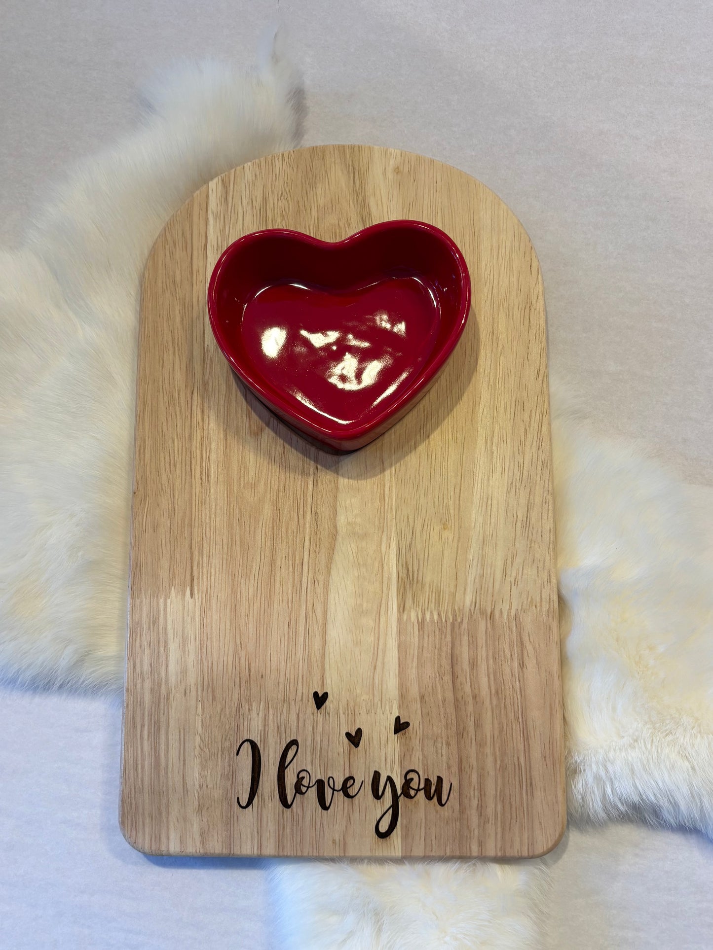 Heart Ramekin with Wooden Tray