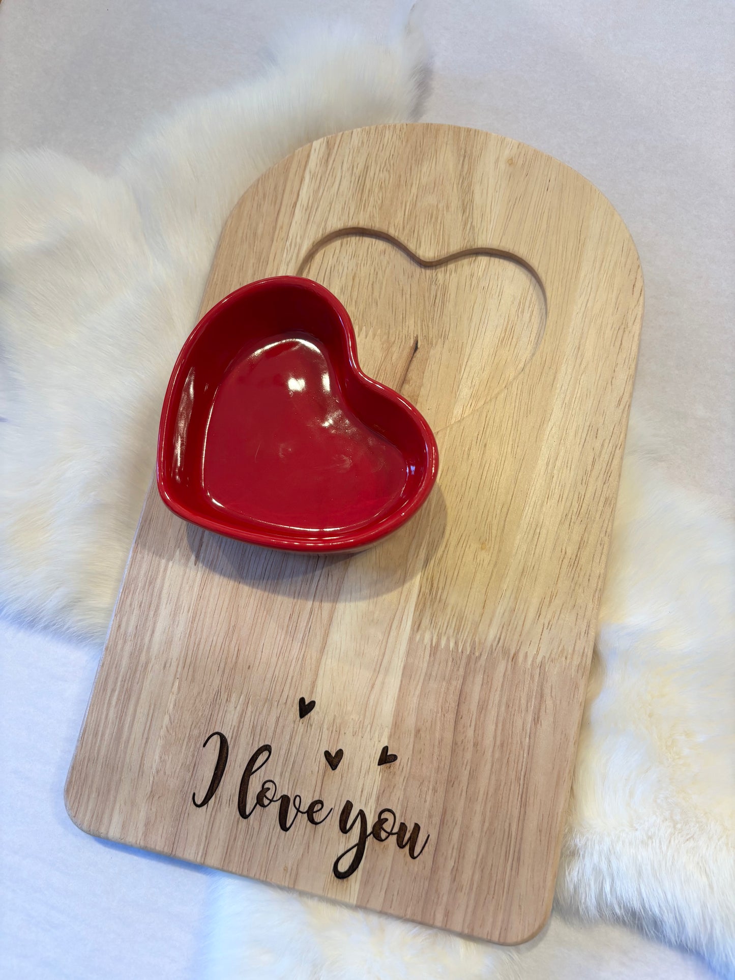 Heart Ramekin with Wooden Tray