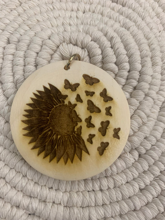 Butterfly Sunflower Keychain