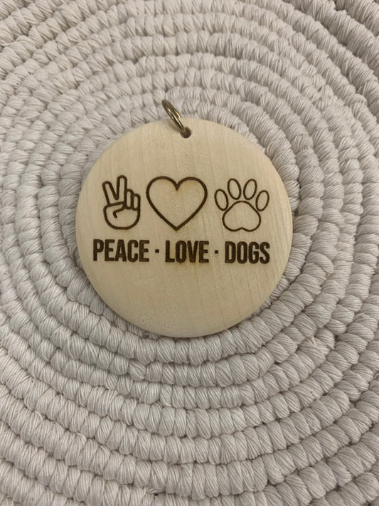 Peace Love Dogs Keychain